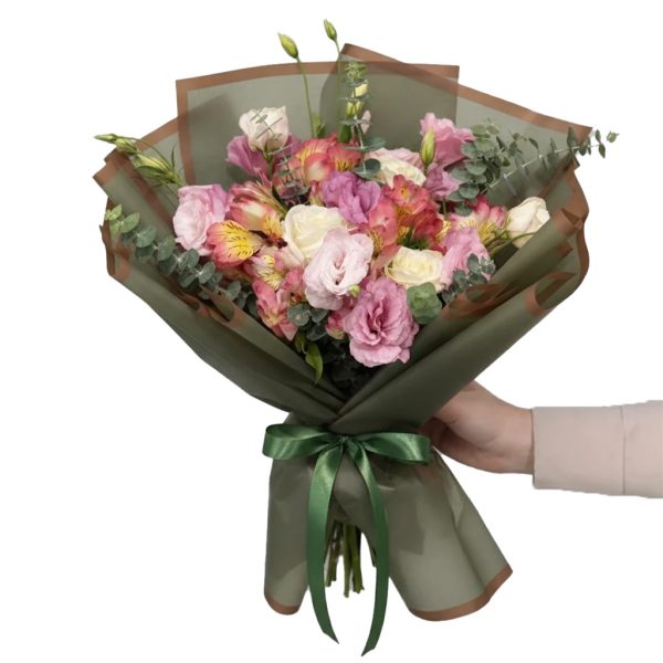 دسته‌گل لیسینتوس آلسترومریا Mixed Elegant Harmony No.15 | پلتفرم سبز | هایپرمارکت گل و گیاه